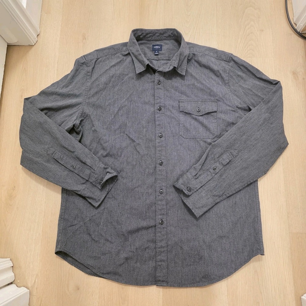 J. Crew Factory Dark Gray Long Sleeve Preppy Business Casual Button Up Shirt XL